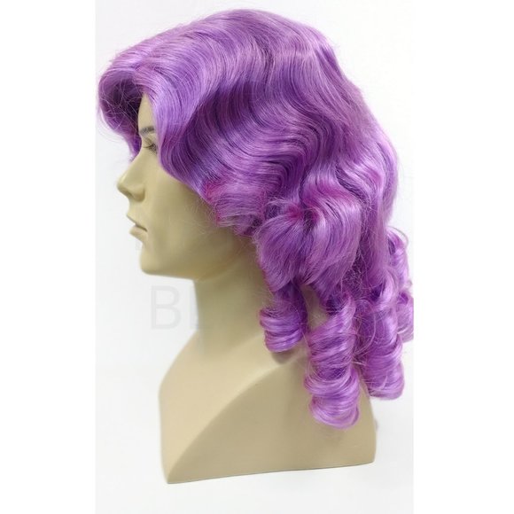 Unisex purple colonial judge baroque ringlets wig - Picture 2 of 6